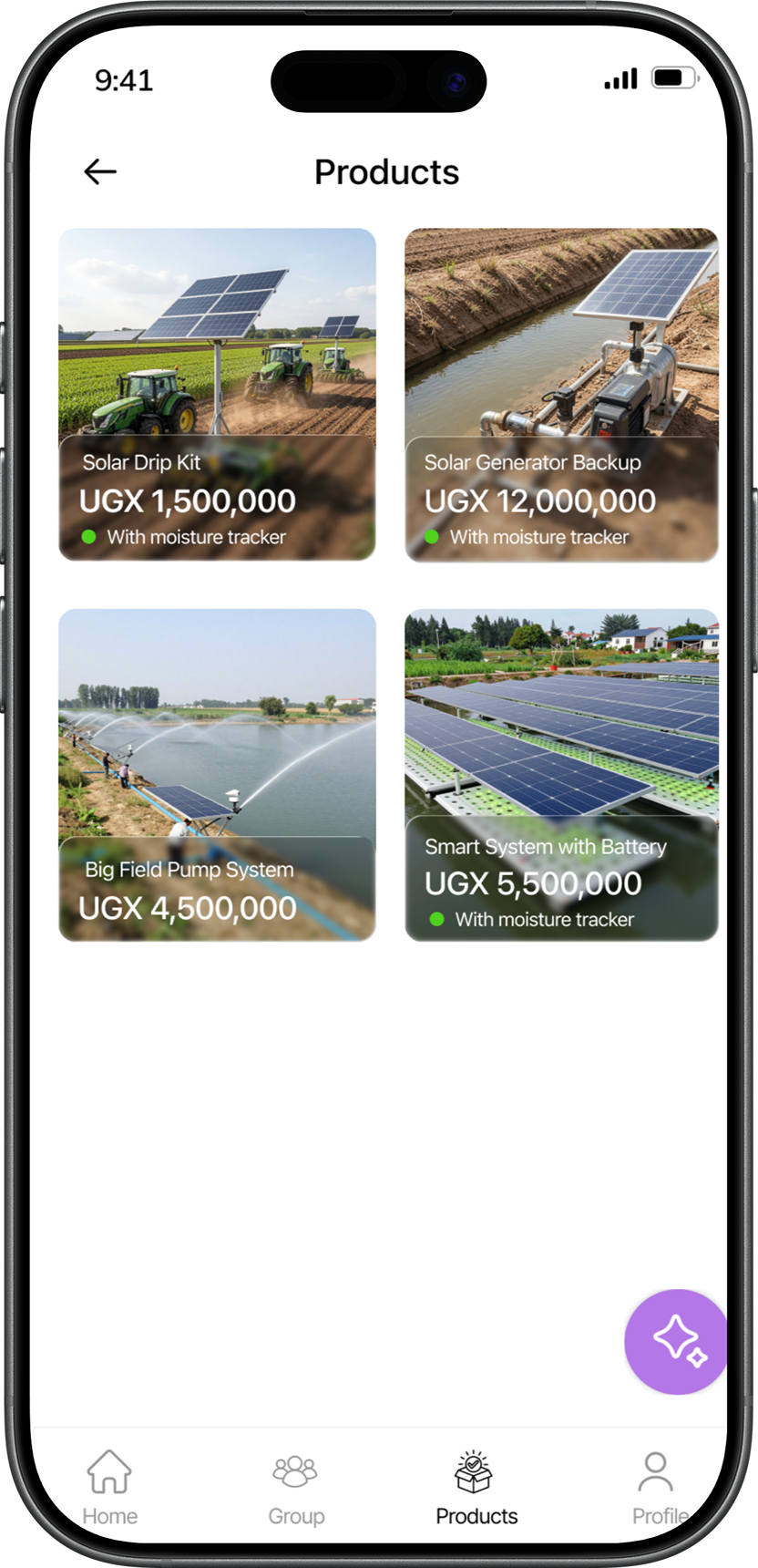 Complete Sandi AI solar irrigation app screen
